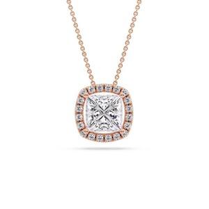 Colgante de Diamante Angular con Corte Princesa y Halo Simple, Diamante Cultivado en Laboratorio de 0.50 Ct en Platino, para Bodas y Fiestas - Product Image 3