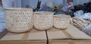 Vietnam's Quality Vintage Bamboo <b>Basket</b> <b>Cheap</b> Wholesale Price Good for Food Storage Circle Shape - Product Image 4