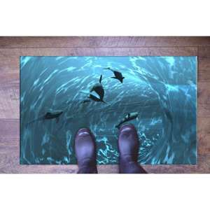 Tapis imprimé aquarium : paysage marin, poissons, design sous-marin, tapis en velours - Product Image 5