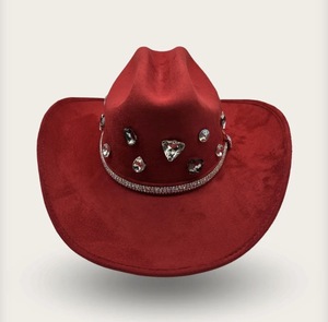 Sombrero western premium de gamuza con aplicaciones de cristal |   Sombrero artesanal de moda |   Fabricante OEM y ODM - Product Image 2