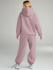 Ensemble de survêtement pour femme à capuche en deux pièces, très vendu pour l'hiver, taille plus, 100% coton - Product Image 4