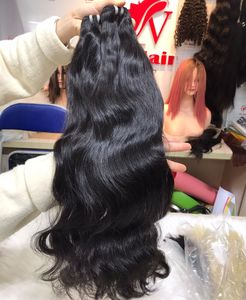 Extensions de cheveux vierges vietnamiens bruts non transformés de meilleure qualité Couleur noire naturelle Trame ondulée Cuticule alignée Style de vague naturelle - Product Image 2