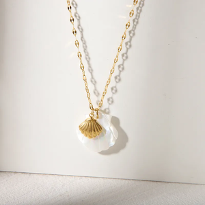 Bijoux en gros style simple étoile de mer coquille 304 acier inoxydable coquille naturelle plaqué or 18 carats collier pendentif incrusté - Product Image 4