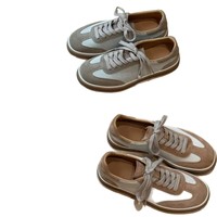 Baskets de skate vintage de luxe pour femme, style Old Money, à lacets, à coupe basse, à plateforme, élégantes, en stock à l'étranger