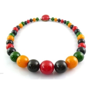 Fancy Bohemian Resin <b>Beaded</b> <b>Necklace</b> With Natural Stone Accents Multicolor Statement Jewelry Unisex Fashionable Accessory - Product Image 2