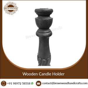 Wholesale Vintage <b>Black</b> Color High Quality Handmade Unique Design Home Decorative Mango Wood Candle Holder Stand Indian Exporter - Product Image 2