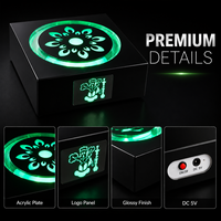 Base d'affichage LED verte avec logo personnalisé, support de projecteur lumineux pour armoire à vin, restaurant et décoration d'événements