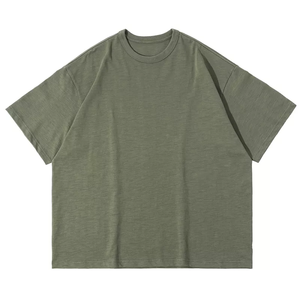 Camiseta lisa de algodón 100% de alta calidad para hombre, corte holgado, logotipo personalizado, manga caída, cuello redondo, ropa de calle de verano, informal personalizable - Product Image 1