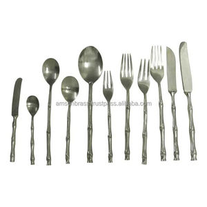 Juego de Cubiertos de Mesa con Mango Redondo de Latón Metálico, Juego de Cubiertos de Hotel, Cuchara de Acero Inoxidable Dorada para Restaurante - Product Image 6