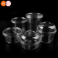 Gobelets d'emballage jetables à paroi unique PET de qualité alimentaire Récipients transparents avec logo personnalisé pour smoothies à salade de fruits