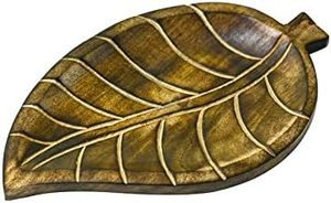 Plateau en bois décoratif en forme de feuille pour servir des collations Fruits Sculpture à la main Cadeaux pour la maison - Product Image 2