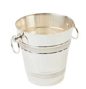 Seau à champagne à bière en acier inoxydable fini argenté avec poignée latérale Bouteille de vin Refroidisseur de boisson Service de fête - Product Image 3