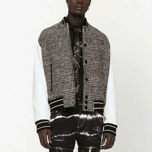 High Quality Custom Canvas College <b>Baseball</b> <b>Bomber</b> <b>Jacket</b> Stand Collar Chenille Embroidery Front for Men's Varsity Letterman - Product Image 2