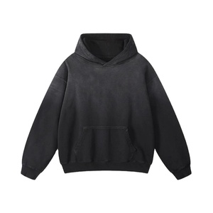 Venta al por mayor Premium 420G de alta calidad lavado Retro ropa de hombre Sudadera con capucha holgada sudaderas con capucha de color sólido - Product Image 4