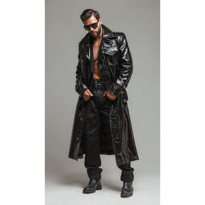 Cowhide <b>Trench</b> Long <b>Coat</b> Men Winter Streetwear <b>Leather</b> Long <b>Coat</b> Men's Fashionable <b>Leather</b> Long <b>Trench</b> <b>Coat</b> Mens - Product Image 4