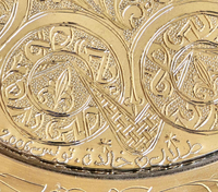 Plateau de service en plaqué argent marocain Vintage fabriqué à la main en bronze cuivre doré sans danger pour servir des plats et des plats de restaurant indien
