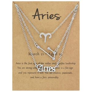 Oferta Especial: Conjunto de 3 Collares de <span class=keywords><strong>Moda</strong></span> con Símbolos del Zodiaco, Letras Inglesas y Diseño de Cielo Estrellado en Plata y Oro para <span class=keywords><strong>Mujer</strong></span>, con Papel - Product Image 5