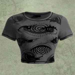 Camiseta Corta Transpirable Personalizada, Top Corto con Estampado Vintage, Top Corto de Algodón para Mujer, Top Corto Sublimado Ajustado con Cuello Redondo - Product Image 6