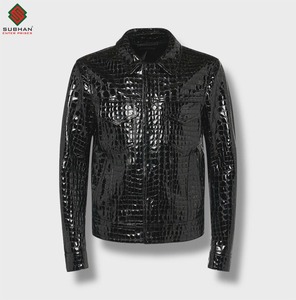Blouson aviateur en cuir texturé, fait main, décontracté, pour l'hiver, fermeture éclair, col mandarin, taille personnalisée, service OEM pour hommes - Product Image 1