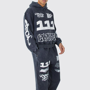 High Quality Two Piece Printed <b>Tracksuit</b> Plain Pullover Set 100% Fleece Cotton Oversized Custom <b>Men</b> <b>Tracksuit</b> - Product Image 6