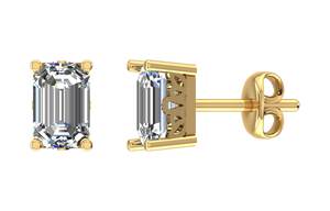 Topcarat D Color 1 CT VVS corte esmeralda diamante simulado Stud pendientes Moissanite rodio plateado 925 plata esterlina Mujer - Product Image 3