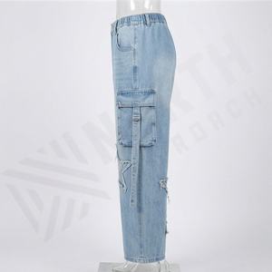 Trendy Denim Pants Fashionable Manufacture Casual Street Wear Girl Long Wide <b>Leg</b> Loose Washed Top Jeans <b>Ladies</b> <b>Trousers</b> - Product Image 3