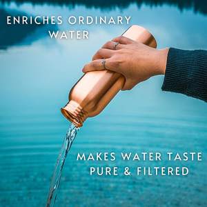 Botella de agua de cobre puro hecha a mano, mejora la salud, beneficios de Ayurveda, a prueba de fugas y resistente a la corrosión, apto para viajes - Product Image 6