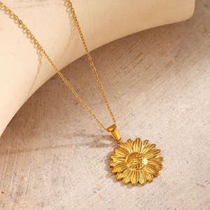 Collar de Moda con Diseño de Girasol, Collares Personalizados Estilo Hip-Hop, Cadena para Clavícula, Joyería - Product Image 1