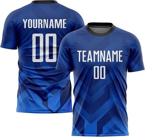 Maillot de football à manches courtes de haute qualité avec nom et numéro personnalisés, respirant, pour hommes et femmes, séchage rapide et extensible - Product Image 2