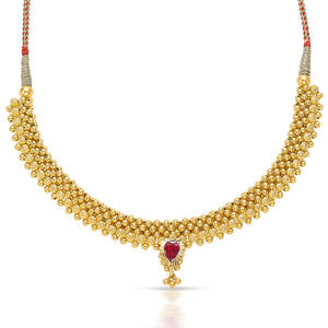 Collar Thushi de Oro Amarillo Kolhapuri para Mujer - Joyería Coleccionable Cultural - Product Image 4