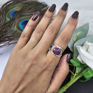 Anillo de rubí de estrella antigua, piedra preciosa genuina, joyería hecha a mano de Plata de Ley 925 con incrustaciones de ajuste de bisel - Product Image 1