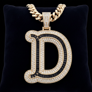 Collier avec pendentif lettre personnalisé serti de diamants A-Z |   Alliage |   Zircon |   Bijoux unisexes Hip Hop - Product Image 6