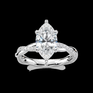 Anillo de compromiso con diamante ovalado de 2.10 quilates cultivado en laboratorio, certificado por IGI, oro macizo de 14k con vástago trenzado. - Product Image 1