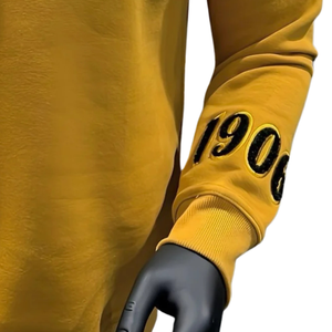 Felpa in oro alfa anno manica personalizzata stile greco ciniglia ricamo confraternita abbigliamento all'ingrosso girocollo Design - Product Image 3