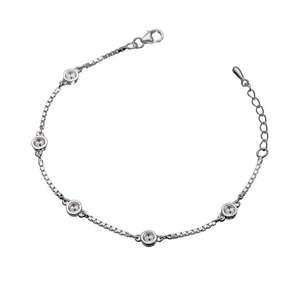 Bracelet solitaire CLARA Grazia pour femmes et filles, en argent sterling 925 avec zircone suisse, cadeau fait main - Product Image 1