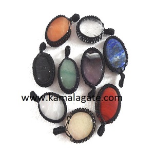 จี้คริสตัลควอตซ์เคลือบเงาลายทะเลทำด้วยมือหินกึ่งมีค่าพร้อมตาข่าย - Product Image 3