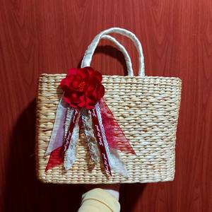 Bolso de Mano de Jacinto de Agua con Asa de Cilindro, Hecho a Mano en Vietnam, con Diseño de Loto Azul, TENDENCIA ACTUAL, Venta al por Mayor - Product Image 2