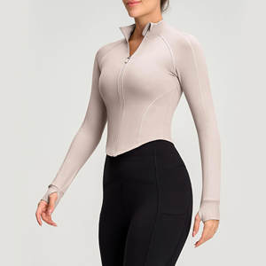 Chaqueta Deportiva de Manga Larga con Cierre para Mujer, para Correr al Aire Libre, de Secado Rápido, con Cuello Alto, de Alta Calidad - Product Image 1