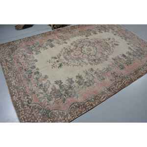 Alfombra Turca Vintage Grande de 5.8x9.1 pies, Alfombra de Lana Marrón con Puntos - Product Image 2