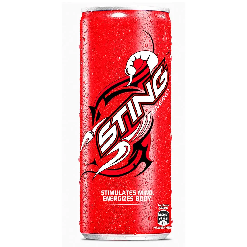 Sting Energy Drink Can 330ml Red Ginseng With Strawberry Flavor Made In Vietnam Power Drink Cheap