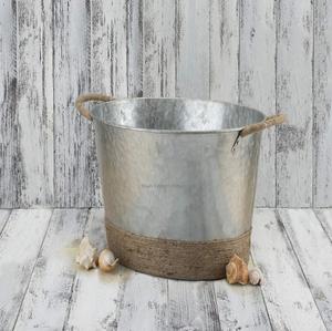 Seau à glace galvanisé au design étonnant avec poignée en corde pour bar de table et refroidisseur de vin de fête Seau à glace à champagne - Product Image 6