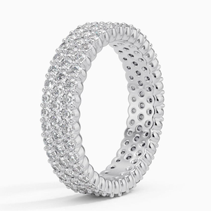 Élégant 10K Or Éternité Mariage Bague De Fiançailles De Mariée Lab Grown Diamants Coupe Ronde Triple Rangée Micro Pave Réglage pour les Fêtes - Product Image 3