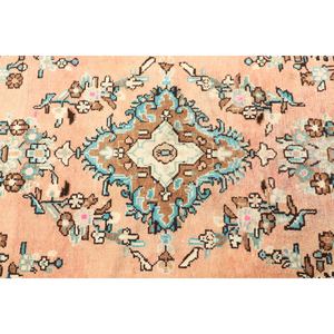 พรมตุรกีขนาดเล็ก 3.5x5.1 ฟุต พรมวินเทจ สีน้ำตาลลายเรขาคณิตพร้อมลวดลายดอกไม้ - Product Image 5