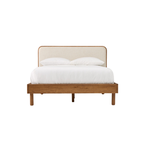 Modern Solid Wood Eco-Friendly <b>Bed</b> Frame for Apartment and Residential Bedrooms with Upholstered Panel Headboard Design - Product Image 2
