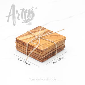 Sous-verres en bois contemporains écologiques ArtisRaw de vente chaude-Sous-verres carrés en bois d'olivier durables - Product Image 2