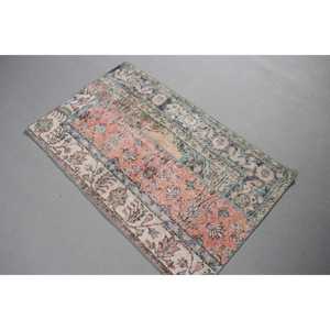 Alfombra Turca de 2.5x4 pies, Alfombra Pequeña Vintage, Alfombra Azul con Diseño Floral - Product Image 2