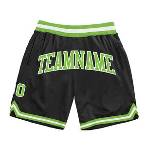 Industrie Direct Engro Sportswear Short de basket-ball confortable personnalisé noir néon vert-blanc authentique Throwback - Product Image 2