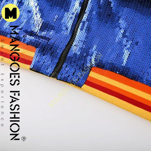 Haute qualité femmes élégant automne Patchwork manteaux paillettes à manches longues cou veste ample Streetwear coton matériau de remplissage - Product Image 5