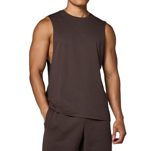 Men's Cut Out Sleeveless Loose Fit Sports Fitness Tank Top Muscle Bodybuilding Blank Workout Stretchable Activewear Vest Top - Product Image 4