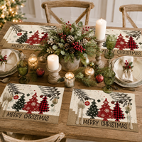 Ensemble de sets de table de Noël personnalisés en usine, lavables, pour la décoration de la table de fête